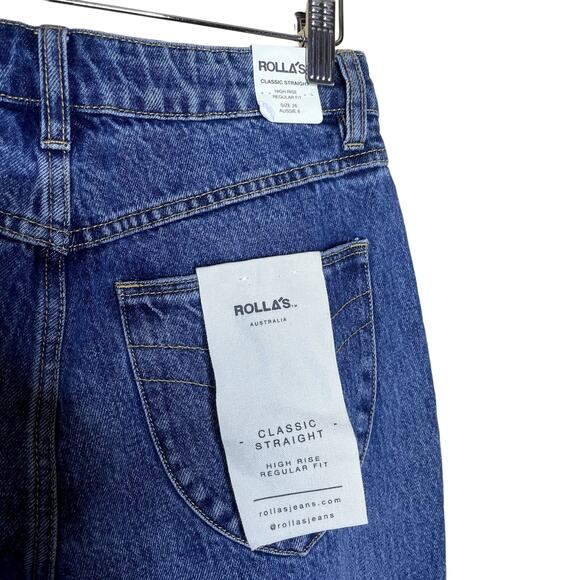Rolla's Classic Straight Leg High Rise Organic Distressed Jeans NWT Size 26 - Picture 5 of 8